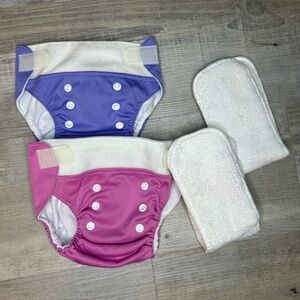 Bundle Reusable baby diapers pink and purple colors